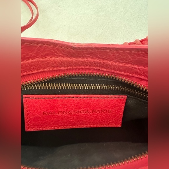 Authentic BALENCIAGA Agneau Classic Hardware Mini City in Red Lambskin Leather - Picture 13 of 17